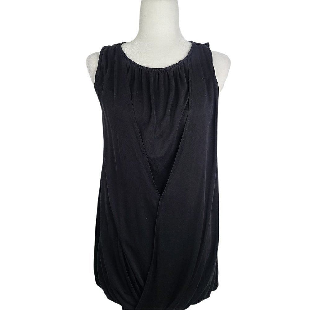 Alice + Olivia Black Sleeveless Jersey Drape Silk Bubble Dress